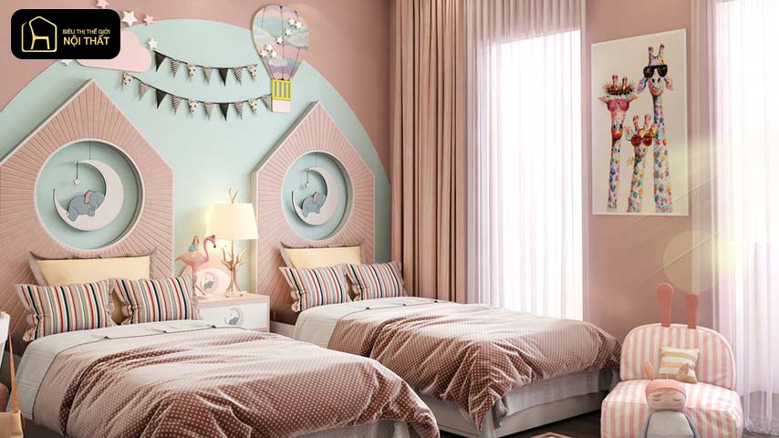 Thiết kế phòng ngủ cho 2 bé
