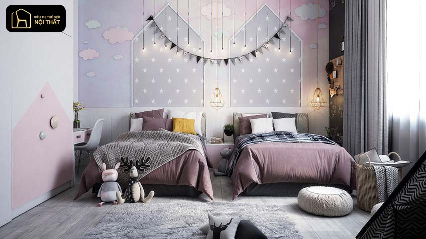 Thiết kế phòng ngủ cho 2 bé trai