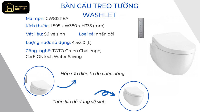 Bồn cầu treo tường toto