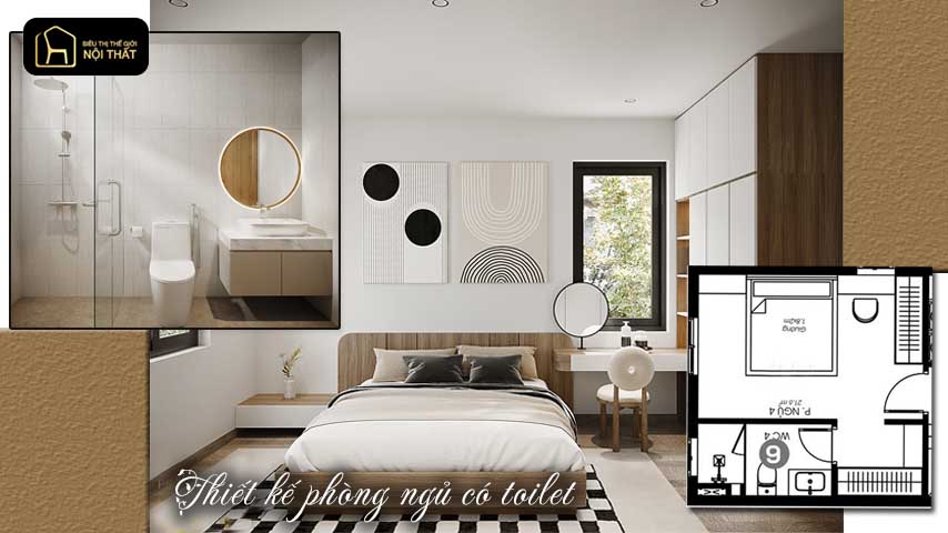 Thiết kế phòng ngủ có nhà vệ sinh