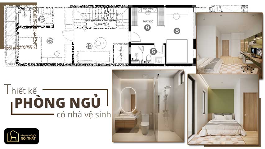Thiết kế phòng ngủ có nhà vệ sinh