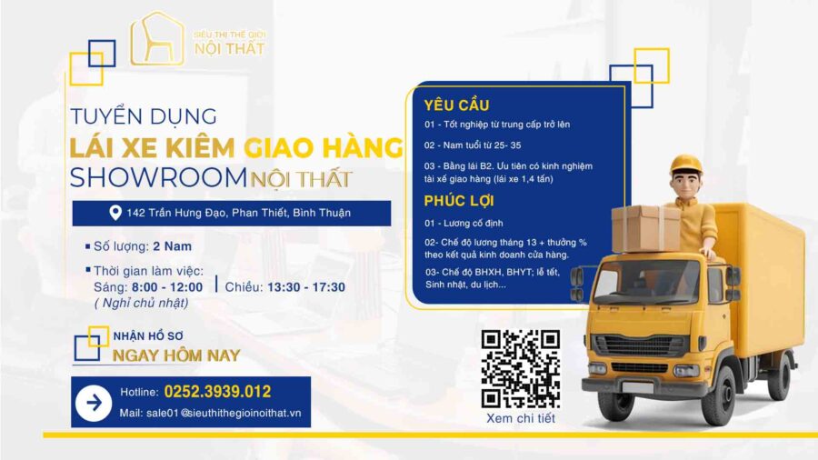 Tuyển lái xe kiêm giao hàng nội thất