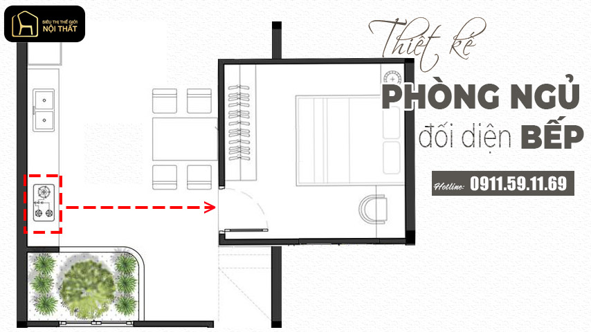 thiết kế phòng ngủ và phòng bếp