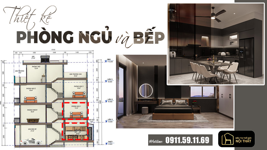 thiết kế phòng ngủ và phòng bếp