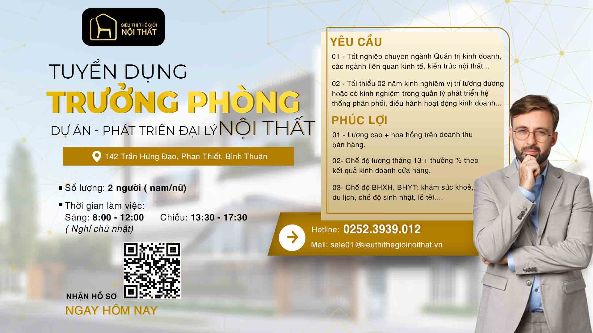 Tuyển trưởng phòng dự án nội thất và phát triển đại lý