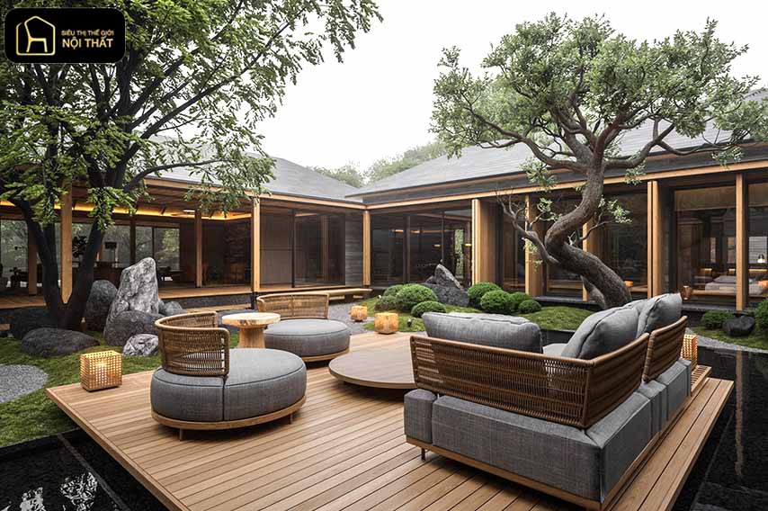 thiết kế nội thất sân vườn biệt thự