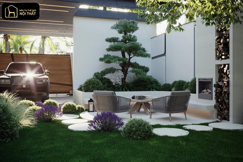 thiết kế nội thất sân vườn biệt thự