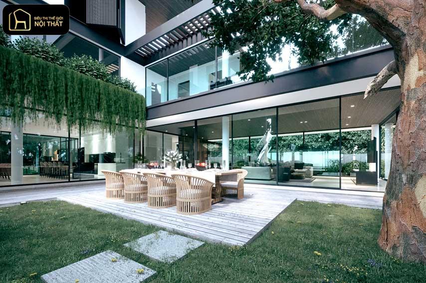 thiết kế nội thất sân vườn biệt thự