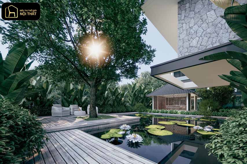 thiết kế nội thất sân vườn biệt thự