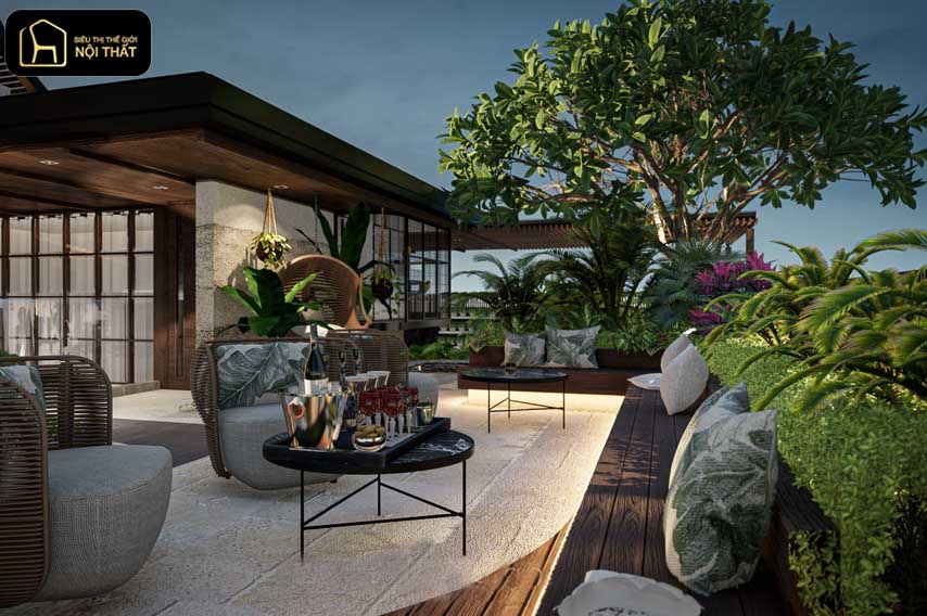thiết kế nội thất sân vườn biệt thự
