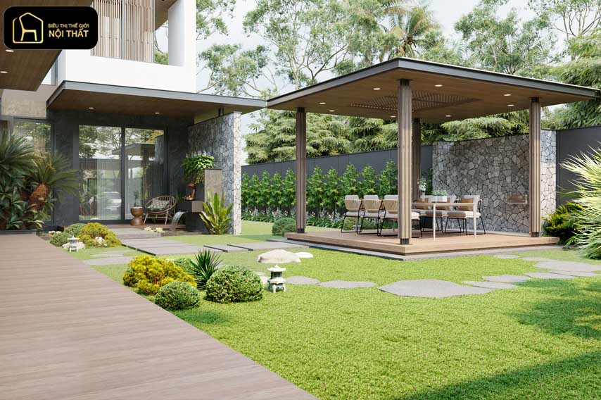 thiết kế nội thất sân vườn biệt thự