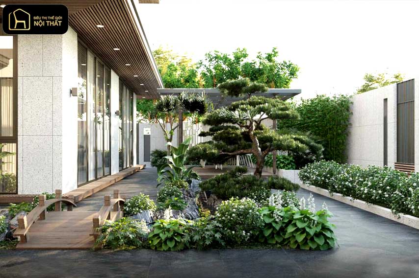 thiết kế nội thất sân vườn biệt thự