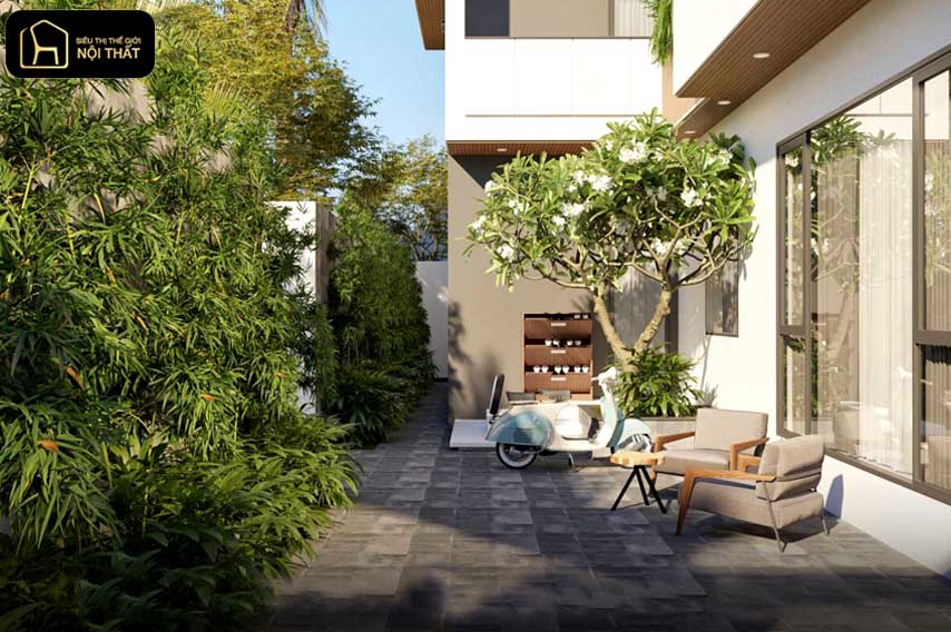 thiết kế nội thất sân vườn biệt thự