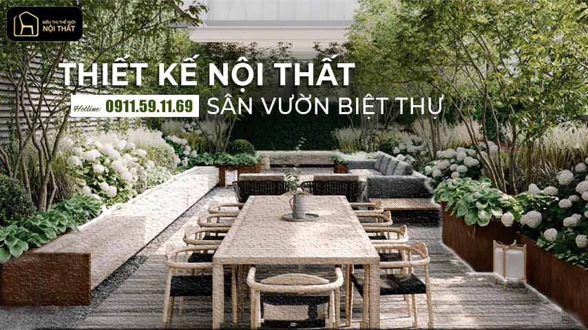 thiết kế nội thất sân vườn biệt thự