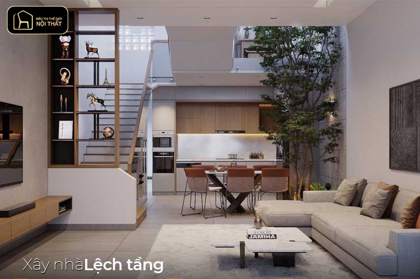 xây nhà lệch tầng