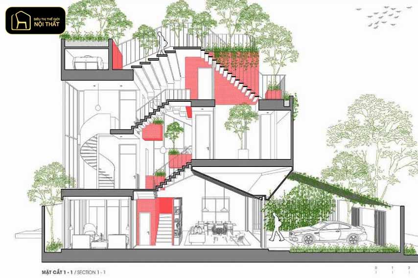 xây nhà lệch tầng