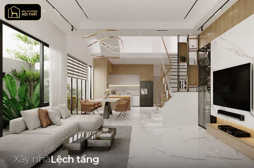 xây nhà lệch tầng