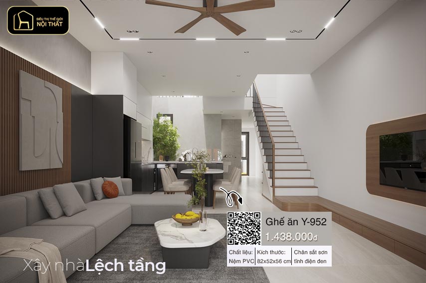 xây nhà lệch tầng