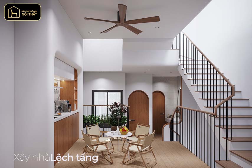 xây nhà lệch tầng