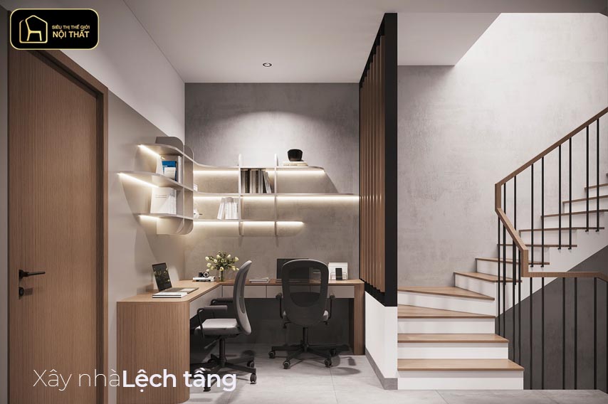 xây nhà lệch tầng
