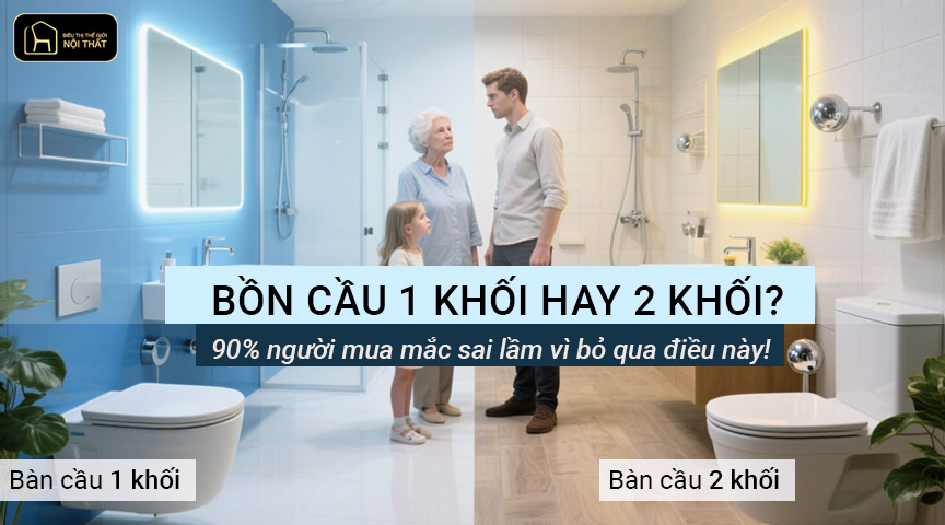 Nên mua bồn cầu 1 khối hay 2 khối