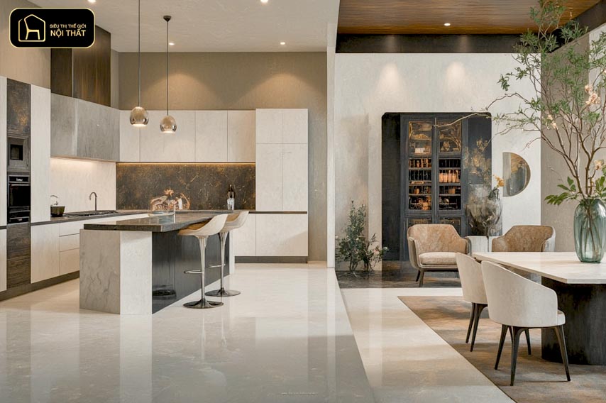 Tủ rượu phòng bếp hiện