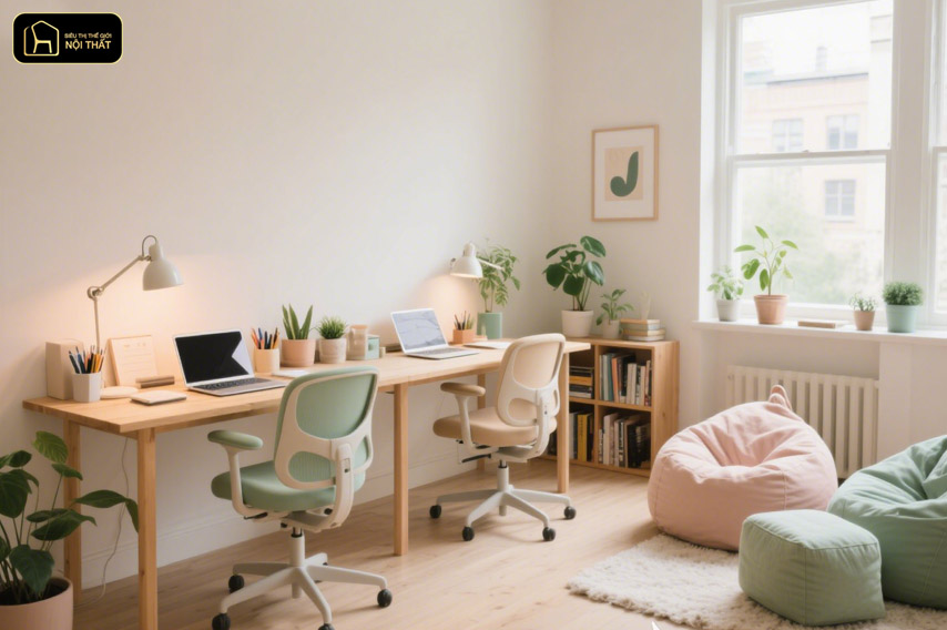 Thiết kế phòng làm việc cho 2 người