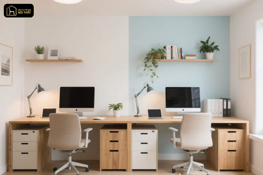Thiết kế phòng làm việc cho 2 người