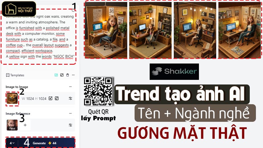 Trend tạo ảnh AI miễn phí Tên + Ngành nghề