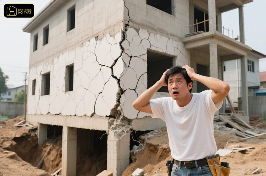 sụp lún, nứt nhà do chọn sai móng nhà