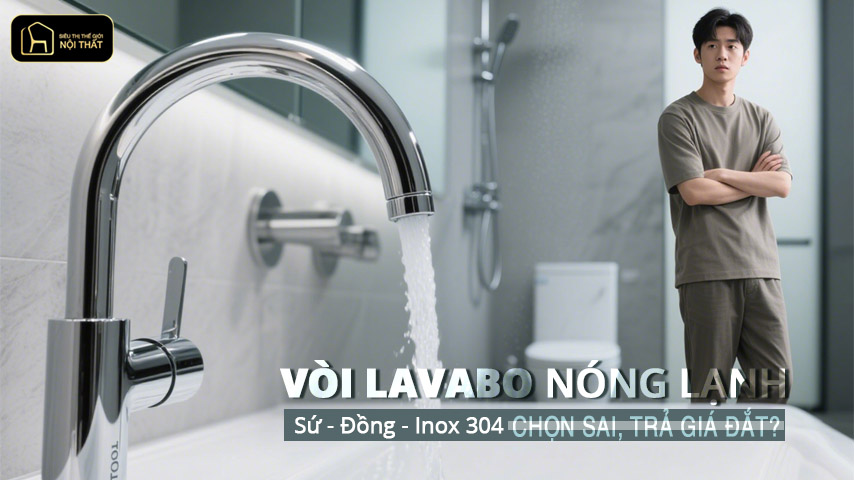 Vòi lavabo nóng lạnh: Sứ, đồng hay Inox 304 – Chọn sai, trả giá đắt?