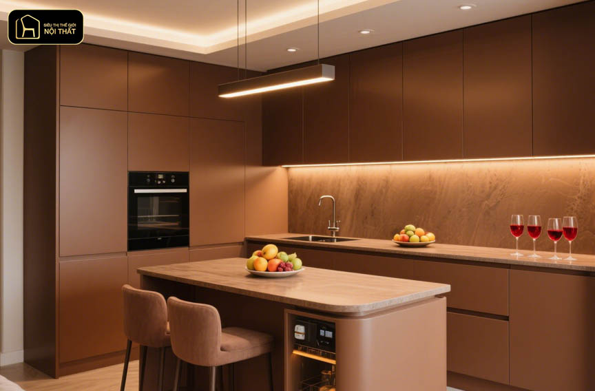 tủ bếp sơn uv