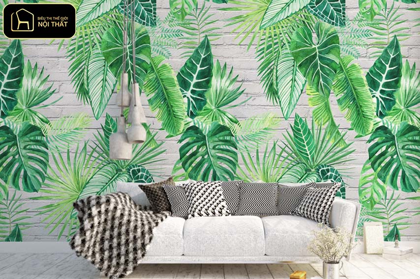 Decor tường phòng khách - Giấy dán tường dễ thi công và thay đổi khi cần làm mới không gian.