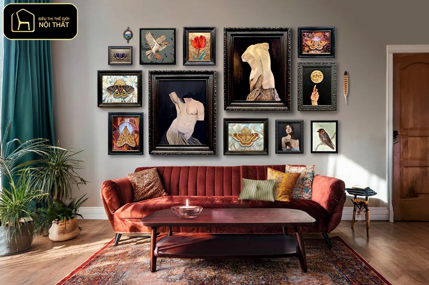 Decor tường phòng khách - Tranh ảnh là cách decor dễ cá nhân hóa nhất cho phòng khách.