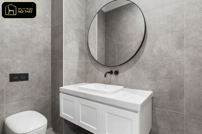 Mẫu gạch ốp lát nhà vệ sinh đẹp - Gạch giả xi măng tạo cảm giác mạnh mẽ, hiện đại và mang đậm tinh thần tối giản.