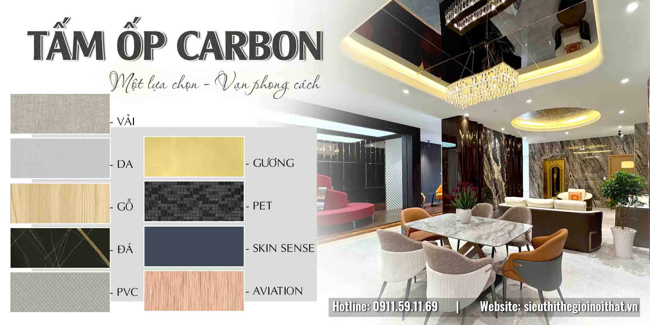 Vật liệu nội thất- Tấm Ốp Tường Tinh Thể Carbon