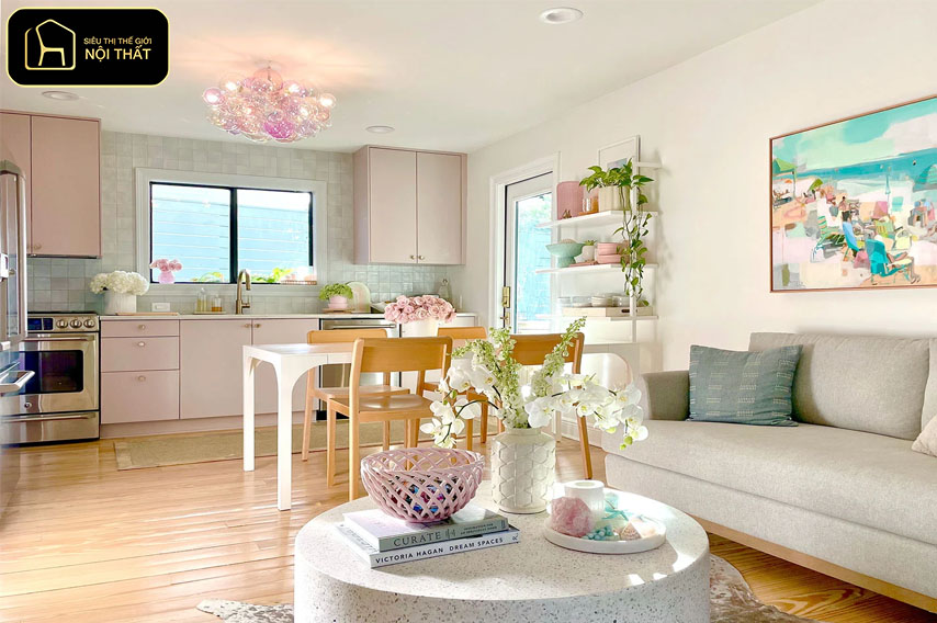 Thiết kế phòng khách liền bếp nhà ống - Thiết kế phòng khách liền bếp giúp tối ưu diện tích, giảm cảm giác chật hẹp và tạo không gian thông thoáng