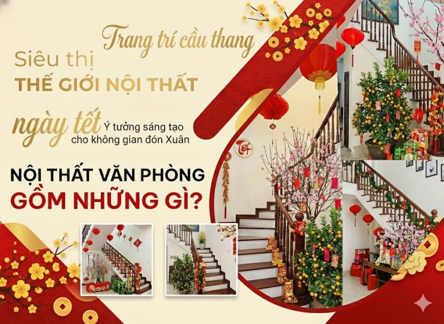 Trang trí cầu thang ngày Tết