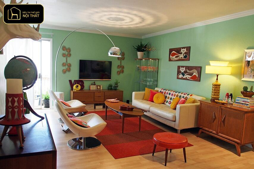 Trang trí nhà cửa theo phong cách vintage - Nội thất gỗ trầm và sofa bo cong kiểu cổ trong trang trí vintage