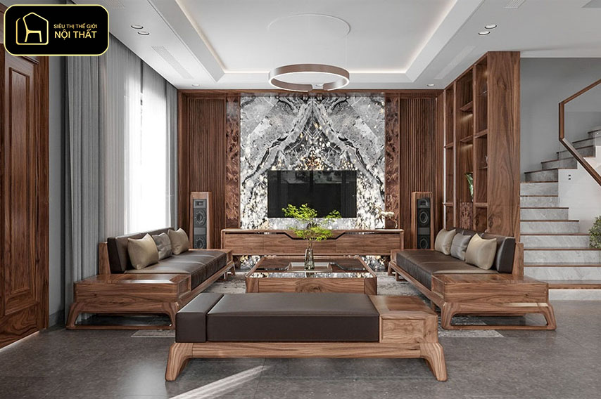 decor phòng khách - Bộ bàn ghế quá lớn chiếm hết diện tích phòng khách