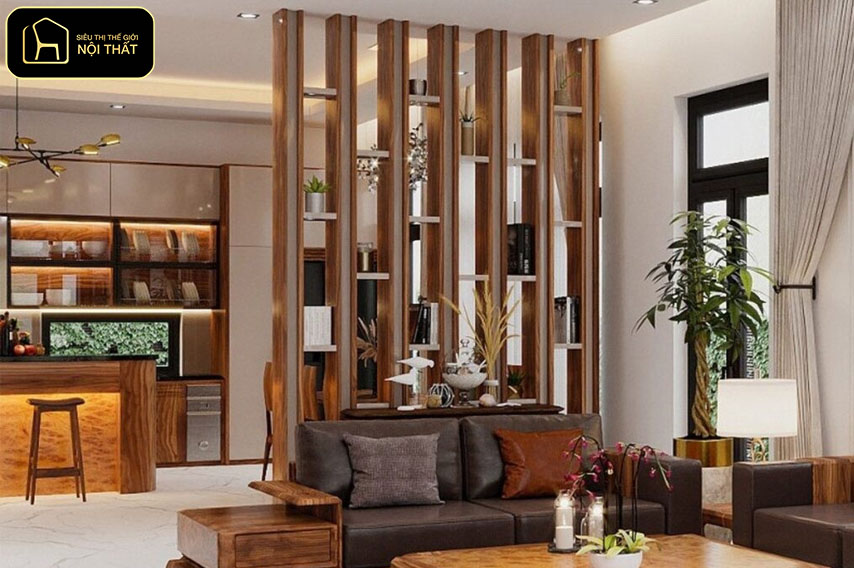 Sắp xếp nhà cửa theo phong thủy - Tạo vách ngăn trang trí để tránh bếp đối diện với cửa chính