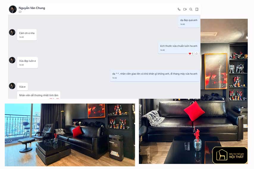 Nhạc sĩ Nguyễn Văn Chung rất vui, hài lòng về bộ sofa Siêu thị Thế giới Nội thất giao cho nhà anh