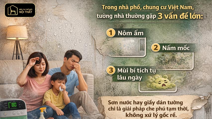 tình trạng ẩm mốc, nồm ẩm các nhà ở hiện nay