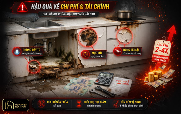 Hậu quả về chi phí và tài chính SỬA TỦ BẾP