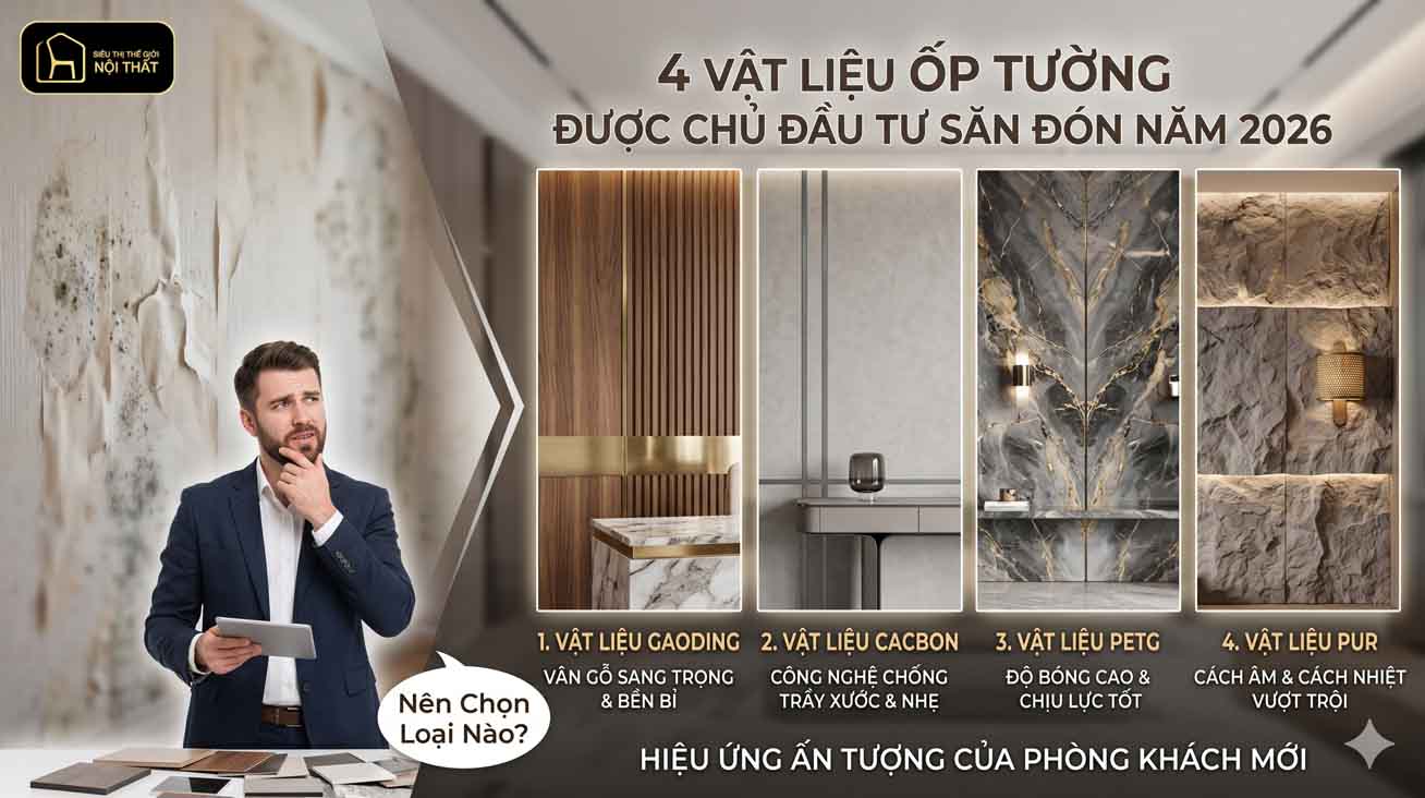 4 vật liệu ốp tường đang được chủ đầu tư săn đón năm 2026