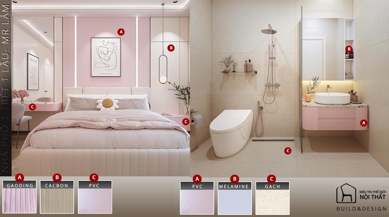 Nhà 1 trệt 1 lầu 3 phòng ngủ