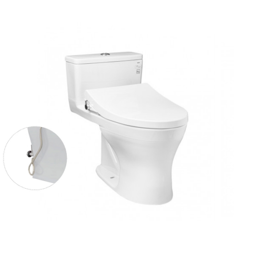 Bàn cầu một khối, nắp đóng êm kèm vòi rửa nước lạnh TCW1211A