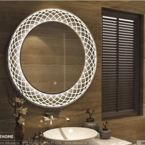 Gương phòng tắm đèn led hình tròn nghệ thuật D60.2V