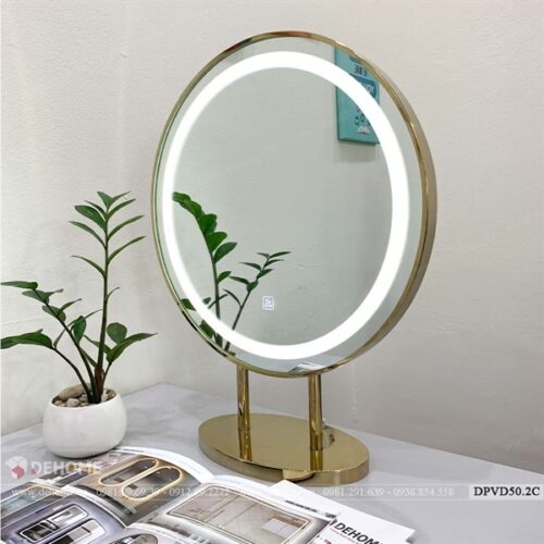 Gương Bàn Trang Điểm Khung Mạ PVD Có Chân Đế - DPVD50.2C