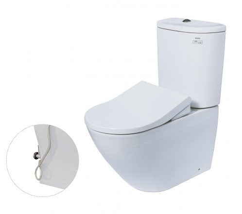 Bàn cầu hai khối, nắp đóng êm kèm vòi rửa nước lạnh TCW09S